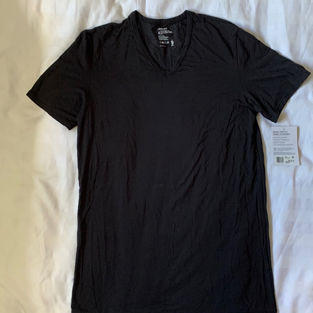 Jockey modal stretch black V neck t shirt NWT